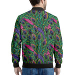 Boho Peacock Feather Pattern Print Men's Bomber Jacket