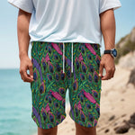 Boho Peacock Feather Pattern Print Men's Cargo Shorts