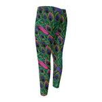 Boho Peacock Feather Pattern Print Men's Compression Pants