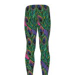 Boho Peacock Feather Pattern Print Men's leggings