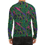 Boho Peacock Feather Pattern Print Men's Long Sleeve Rash Guard