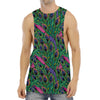 Boho Peacock Feather Pattern Print Men's Muscle Tank Top