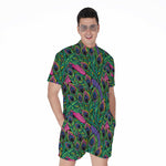 Boho Peacock Feather Pattern Print Men's Rompers
