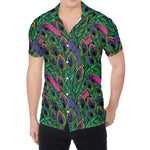 Boho Peacock Feather Pattern Print Men's Shirt