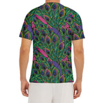 Boho Peacock Feather Pattern Print Men's Short Sleeve Rash Guard