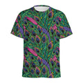 Boho Peacock Feather Pattern Print Men's Athletic T-Shirt