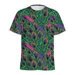 Boho Peacock Feather Pattern Print Men's Sports T-Shirt