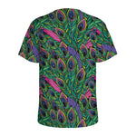 Boho Peacock Feather Pattern Print Men's Sports T-Shirt