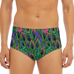 Boho Peacock Feather Pattern Print Men's Triangle Swim Briefs