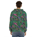 Boho Peacock Feather Pattern Print Men's Velvet Pullover Hoodie