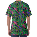 Boho Peacock Feather Pattern Print Men's Velvet T-Shirt