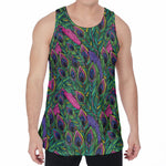 Boho Peacock Feather Pattern Print Men's Velvet Tank Top