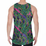 Boho Peacock Feather Pattern Print Men's Velvet Tank Top