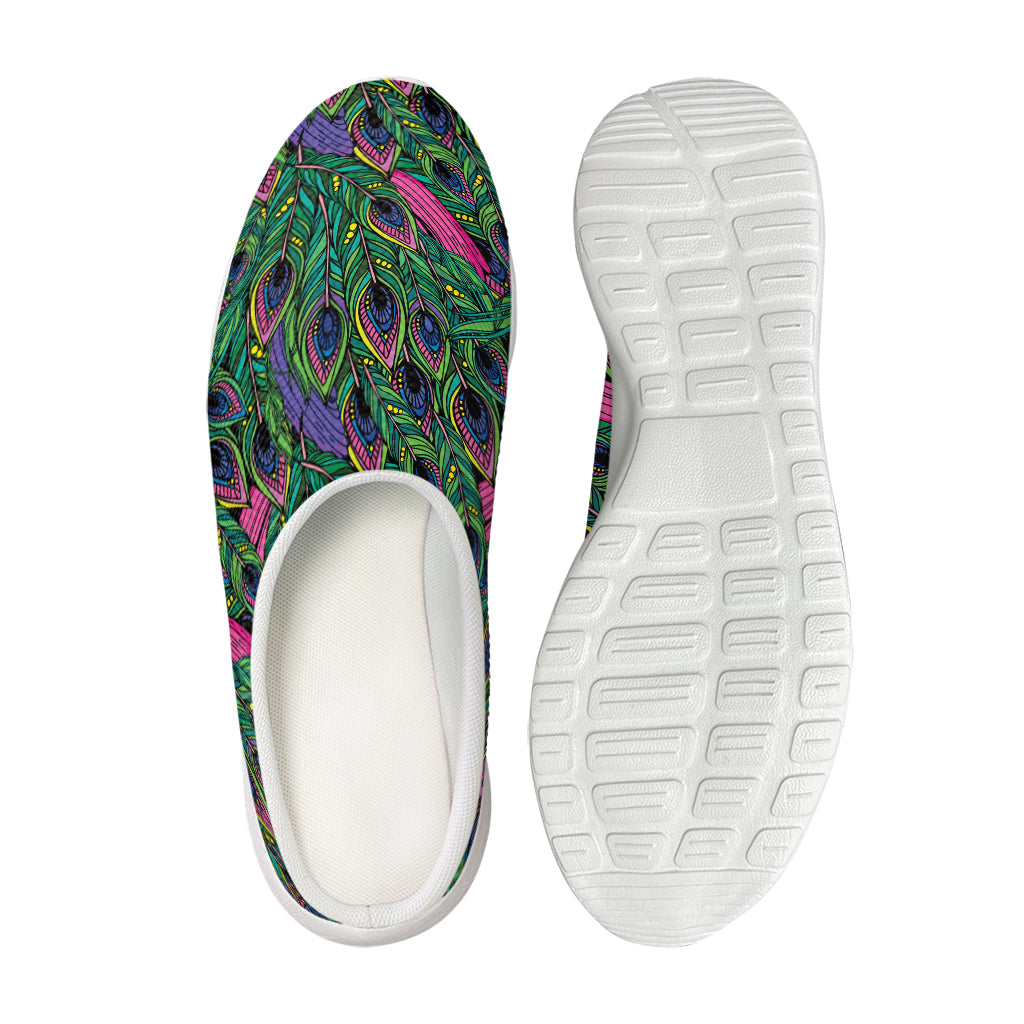 Boho Peacock Feather Pattern Print Mesh Casual Shoes