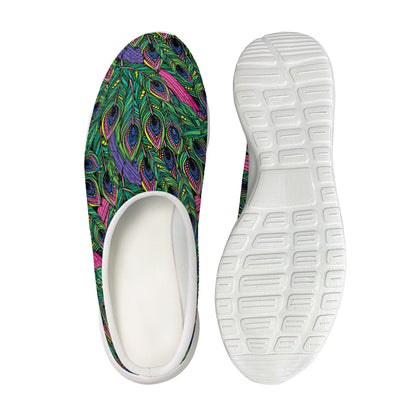 Boho Peacock Feather Pattern Print Mesh Casual Shoes