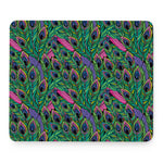 Boho Peacock Feather Pattern Print Mouse Pad