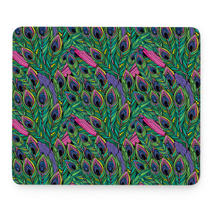 Boho Peacock Feather Pattern Print Mouse Pad