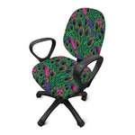Boho Peacock Feather Pattern Print Office Chair Cover