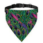 Boho Peacock Feather Pattern Print Over The Collar Dog Bandana