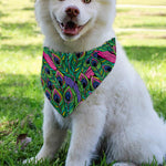Boho Peacock Feather Pattern Print Over The Collar Dog Bandana