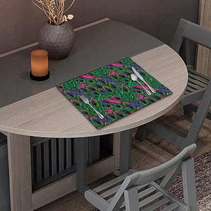 Boho Peacock Feather Pattern Print Placemat