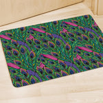 Boho Peacock Feather Pattern Print Polyester Doormat