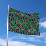 Boho Peacock Feather Pattern Print Polyester Flag