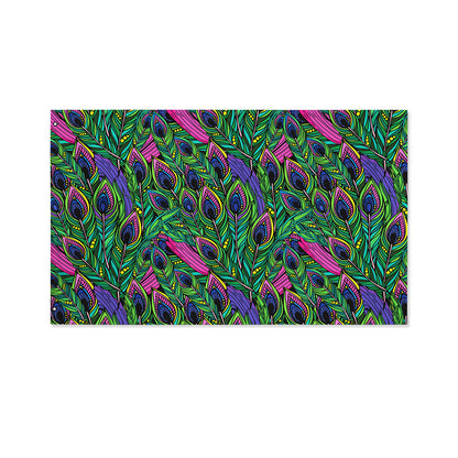 Boho Peacock Feather Pattern Print Polyester Flag