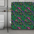 Boho Peacock Feather Pattern Print Polyester Shower Curtain