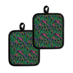Boho Peacock Feather Pattern Print Pot Holders