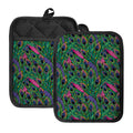 Boho Peacock Feather Pattern Print Pot Holders With Pocket