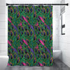 Boho Peacock Feather Pattern Print Premium Shower Curtain