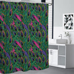 Boho Peacock Feather Pattern Print Premium Shower Curtain