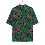Boho Peacock Feather Pattern Print Rayon Hawaiian Shirt