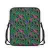 Boho Peacock Feather Pattern Print Rectangular Crossbody Bag