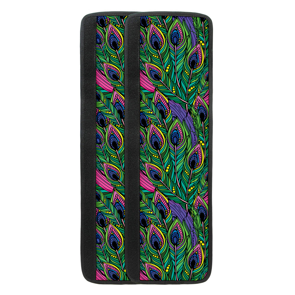 Boho Peacock Feather Pattern Print Refrigerator Handle Covers
