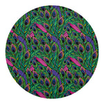 Boho Peacock Feather Pattern Print Round Blanket
