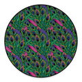 Boho Peacock Feather Pattern Print Round Floor Mat
