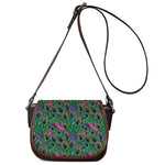 Boho Peacock Feather Pattern Print Saddle Bag