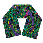 Boho Peacock Feather Pattern Print Scarf