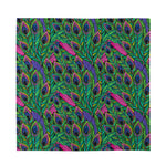 Boho Peacock Feather Pattern Print Silk Bandana