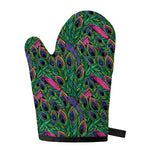 Boho Peacock Feather Pattern Print Single Oven Mitt