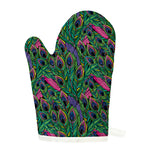 Boho Peacock Feather Pattern Print Single Oven Mitt