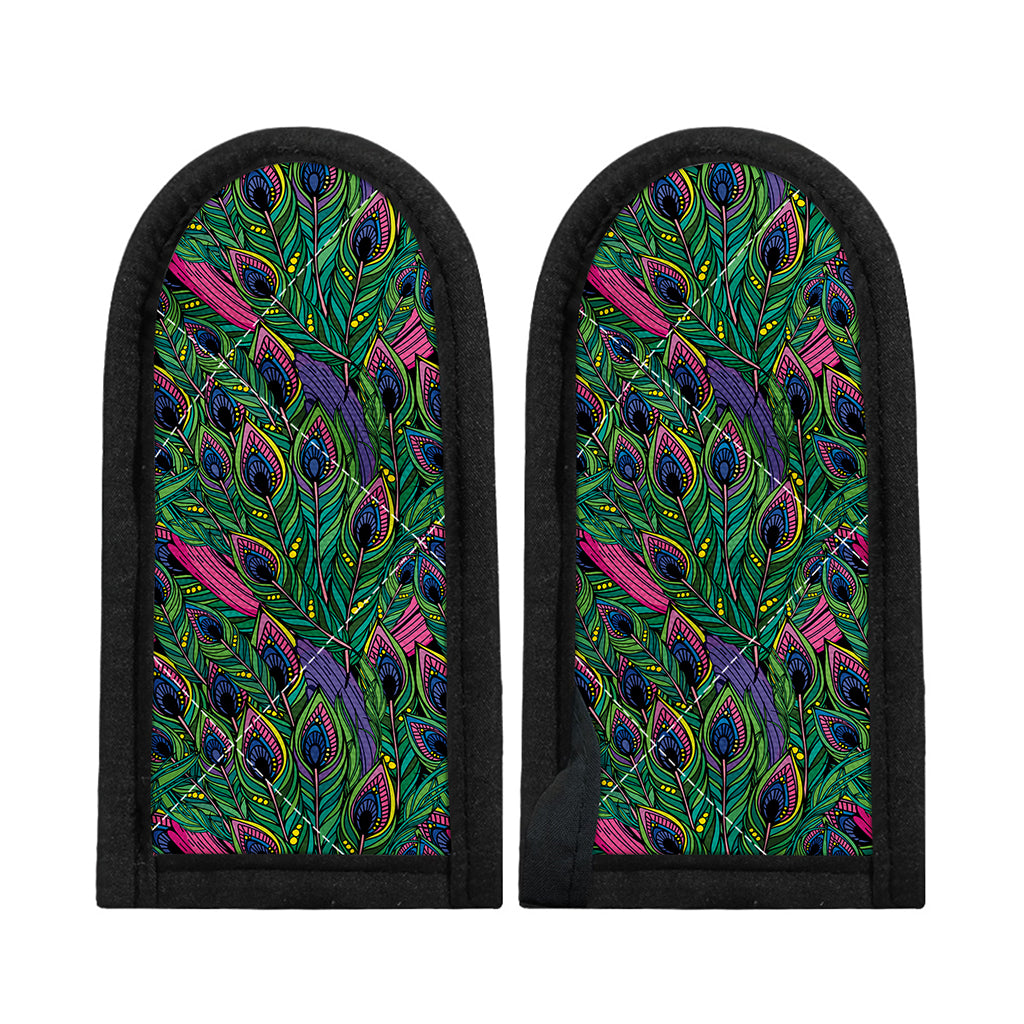 Boho Peacock Feather Pattern Print Skillet Handle Cover