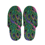 Boho Peacock Feather Pattern Print Slippers