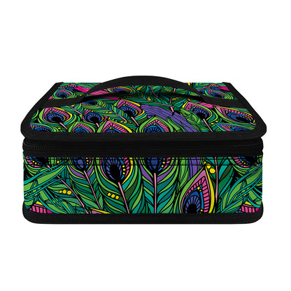 Boho Peacock Feather Pattern Print Small Lunch Bag