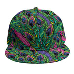 Boho Peacock Feather Pattern Print Snapback Cap