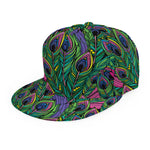 Boho Peacock Feather Pattern Print Snapback Cap