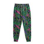 Boho Peacock Feather Pattern Print Sweatpants