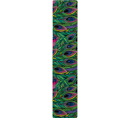 Boho Peacock Feather Pattern Print Table Runner